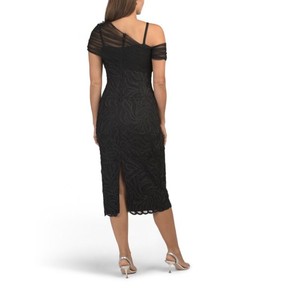 JS COLLECTIONS Black Addilyn Soutache Mesh Stole Front Dress - Picture 2 of 2